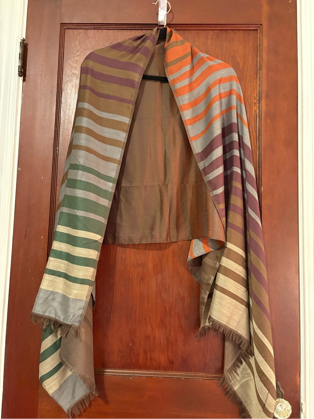 Set of Two Brown and Multicolored Lightweight Scarves